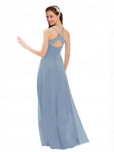 Sexy Chiffon Bridesmaid Dress with V-Neck Lace Bodice UK