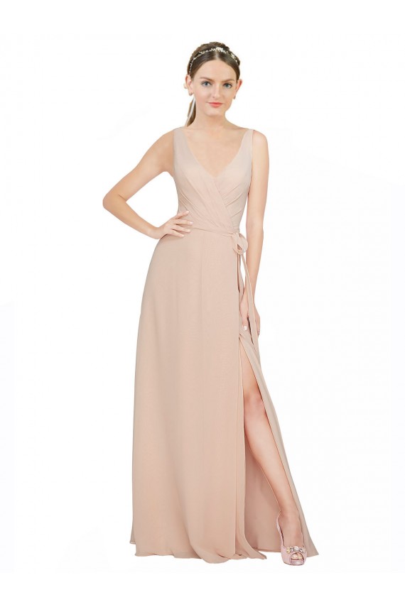 Chiffon Bridesmaids Dress with Matching Chiffon Tie Sash UK