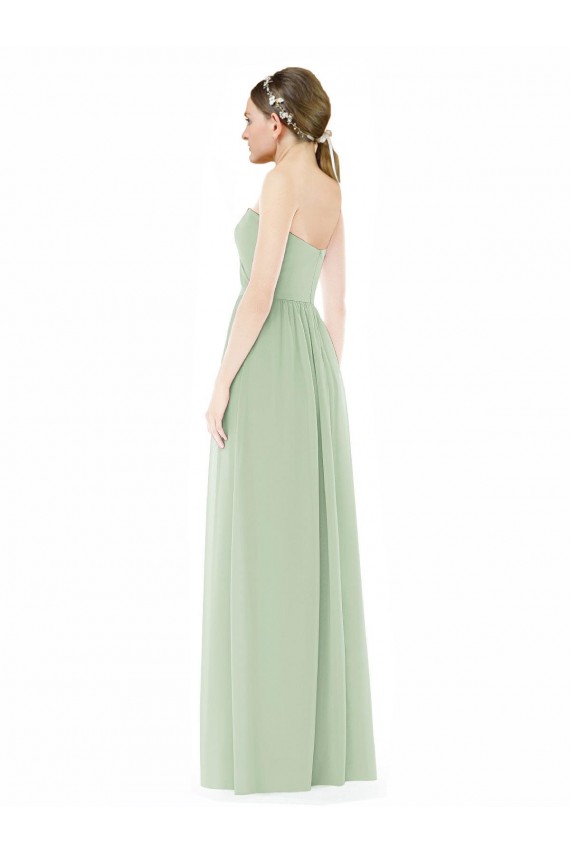 Strapless Draped Bodice Maxi Bridesmaid Dress with Front Slits UK