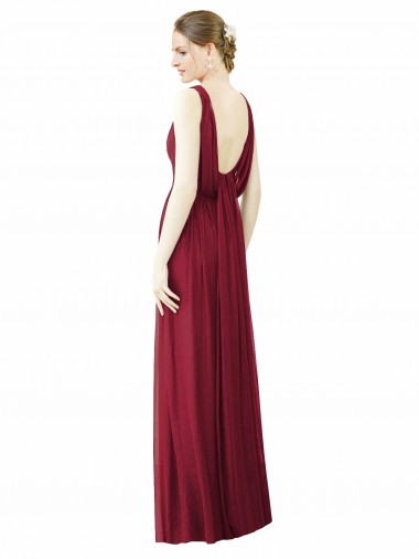 V-Neck Full-Length Sleeveless Low Back Chiffon Bridesmaid Dress UK