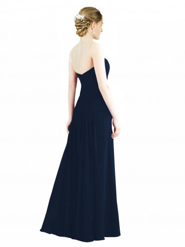 Sweetheart Neckline Draped Floor Length Chiffon Bridesmaid Dress UK