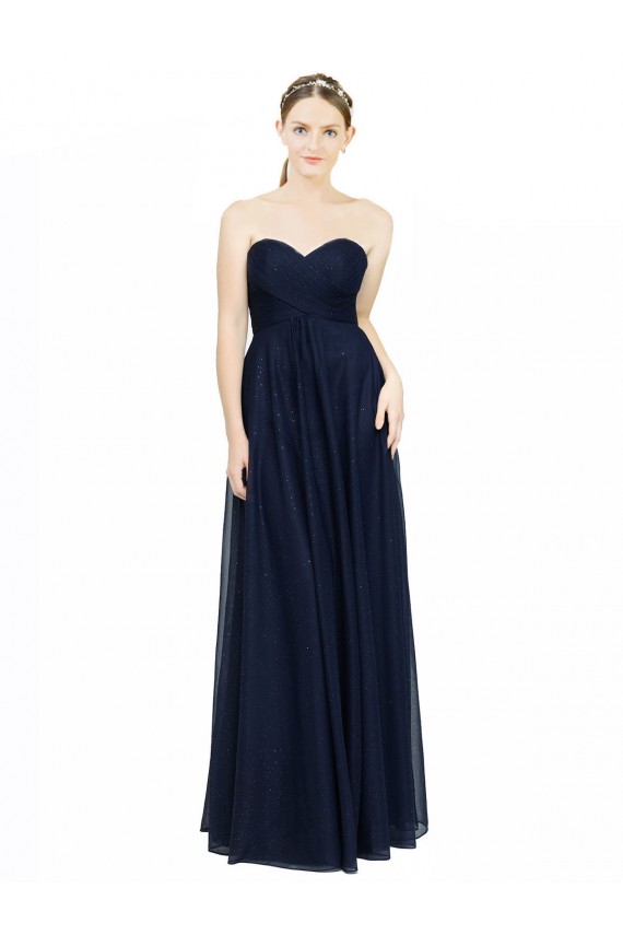 Strapless Sweetheart Long Chiffon Bridesmaid Dress Low Back UK