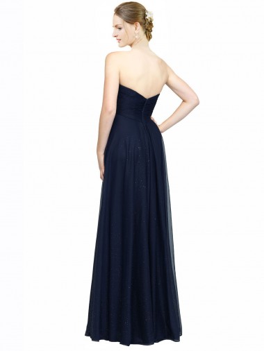 Strapless Sweetheart Long Chiffon Bridesmaid Dress Low Back UK