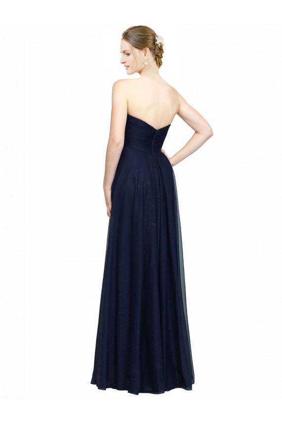 Strapless Sweetheart Long Chiffon Bridesmaid Dress Low Back UK