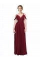Off the Shoulder V-Neck Petite Chiffon Bridesmaid Dress with Open Back UK
