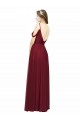 Off the Shoulder V-Neck Petite Chiffon Bridesmaid Dress with Open Back UK