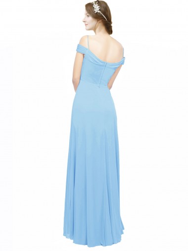 Off the Shoulder Bateau Neck Chiffon Bridesmaid Dress with Straps UK
