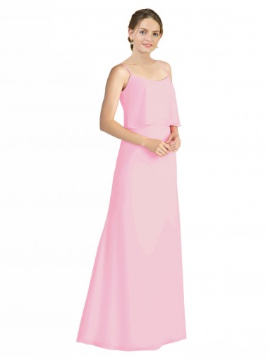 Spaghetti Straps A-Line Chiffon Bridesmaid Dress Low Back UK