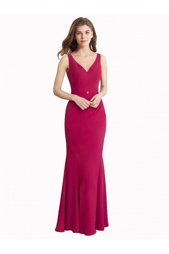V-Neck Mermaid Chiffon Bridesmaid Dress / Prom Dress with V-Back and Belt UK