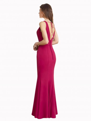 V-Neck Mermaid Chiffon Bridesmaid Dress / Prom Dress with V-Back and Belt UK