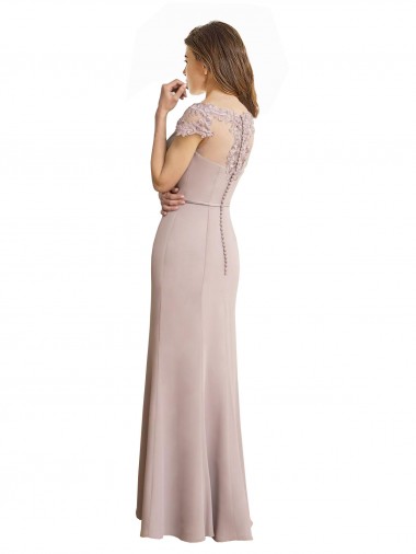 Capped Sleeves Embroidered with Applique Lace Mermaid Chiffon Bridesmaid Dress UK