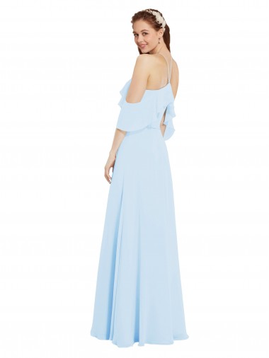 Chiffon Halter Neck Bridesmaids Dress with Flounced Neckline UK