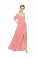Draped Off the Shoulder Sleeves Chiffon Bridesmaid Dress UK
