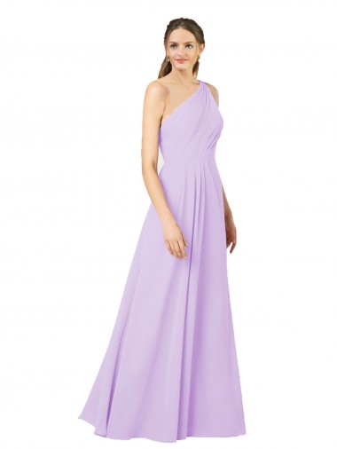 Grecian Inspired Simple One Shoulder Chiffon Formal Bridesmaid Dress with Ruching UK