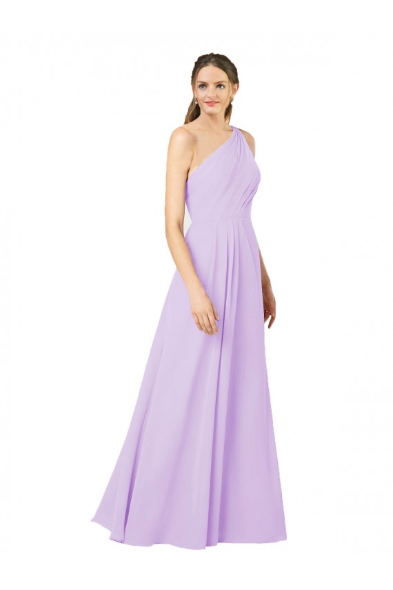 Grecian Inspired Simple One Shoulder Chiffon Formal Bridesmaid Dress with Ruching UK