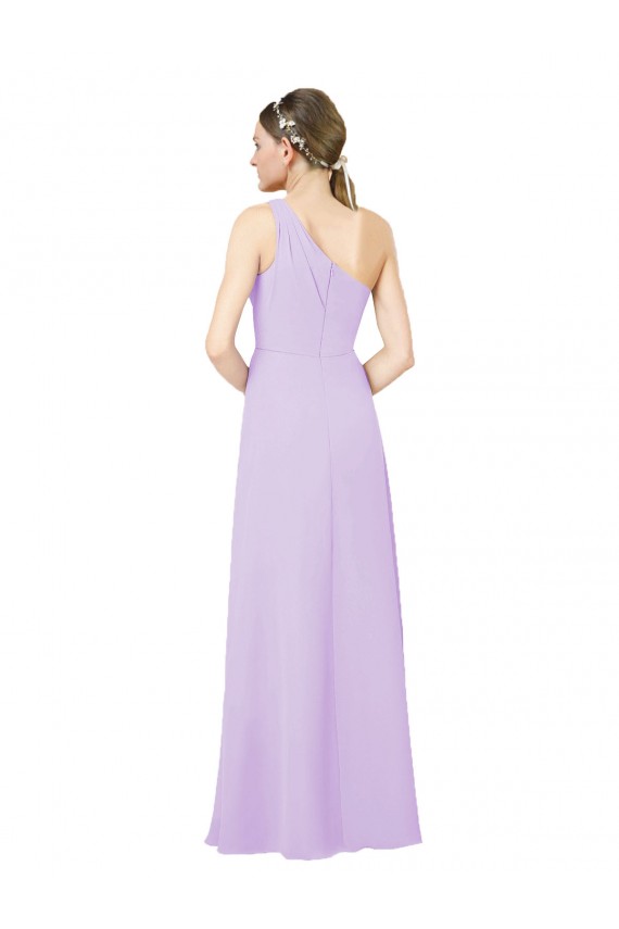 Grecian Inspired Simple One Shoulder Chiffon Formal Bridesmaid Dress with Ruching UK