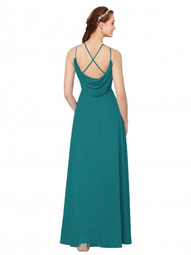 Simple Chiffon Bridesmaid Dress with High Halter Neckline UK