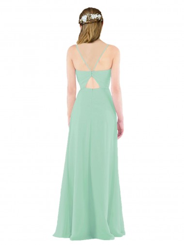 Classic Long Chiffon Bridesmaid Dress with V-Neck UK