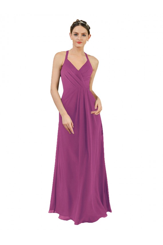 Sassy Chiffon Bridesmaid Dress with Halter Neckline UK