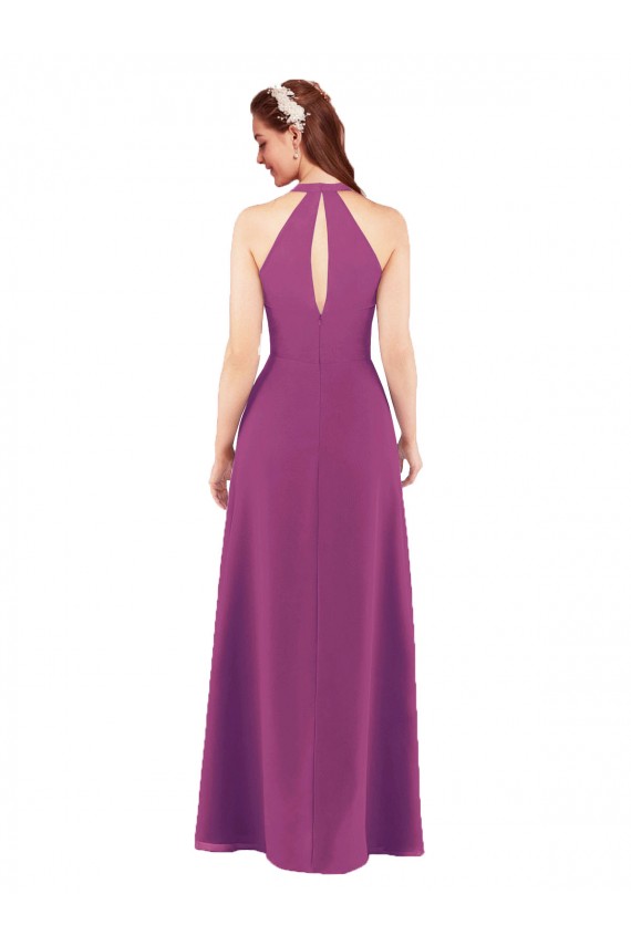 Sassy Chiffon Bridesmaid Dress with Halter Neckline UK