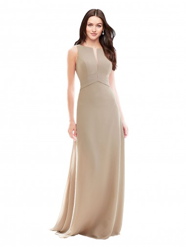 Elegant Bridesmaid with High Neckline and Illusion V-Neck UK