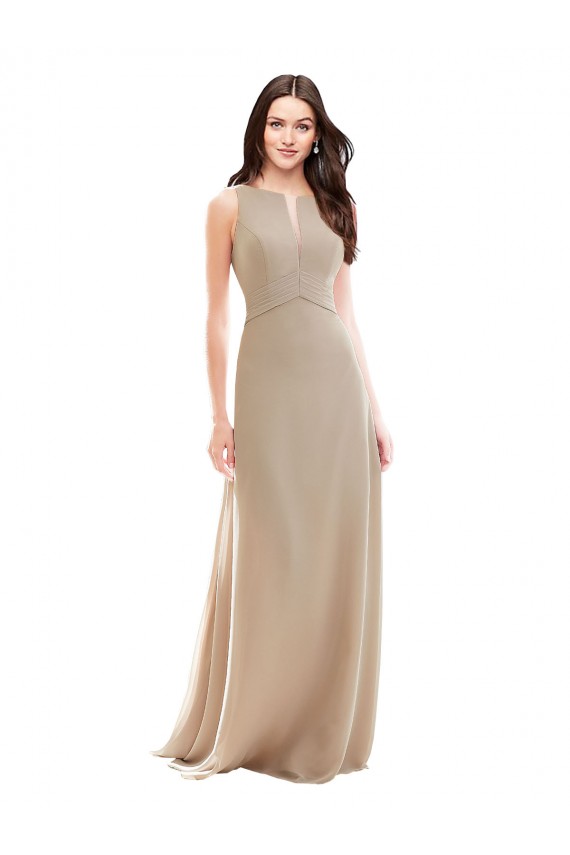 Elegant Bridesmaid with High Neckline and Illusion V-Neck UK