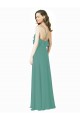 Full Length Chiffon Bridesmaid Dress with Ruffled V-Neckline UK