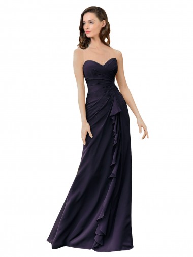 Strapless Chiffon Bridesmaids Dress with Sweetheart Neckline UK