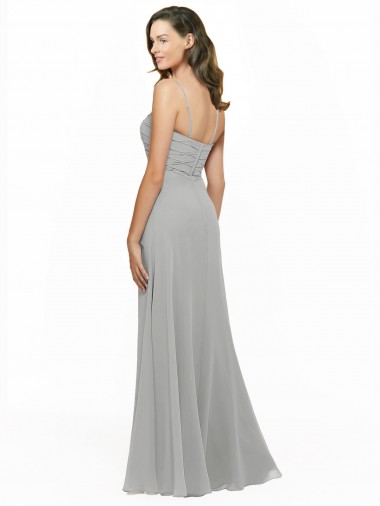 Chiffon Bridesmaid Dress with Sweetheart Neckline and Adjustable Straps UK