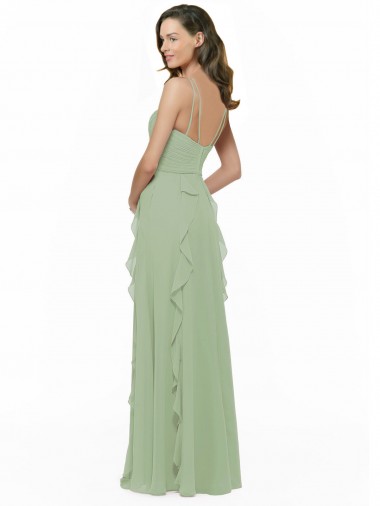 Chiffon Bridesmaid Dress with Ruffles and Draping UK