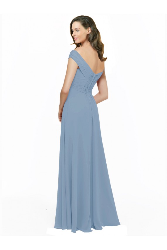 Chiffon Bridesmaid Dress with Classic Off the Shoulder Neckline UK