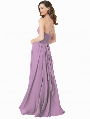 High Halter Chiffon Bridesmaid Dress with Ruffle Details Back UK