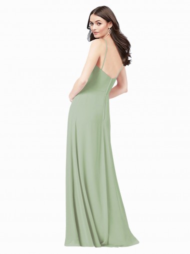 Floor Length Long Chiffon Bridesmaid Dress with Side Slit UK