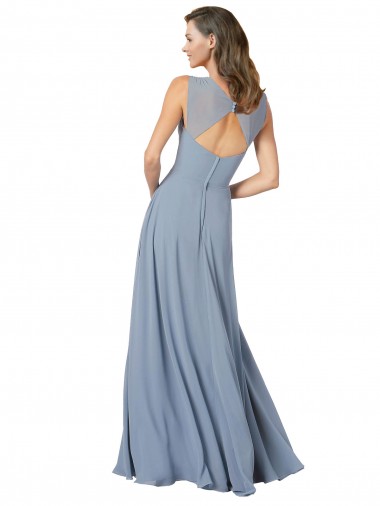 Surplice Bodice A-Line Long Chiffon Bridesmaid Dress UK