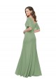 Chiffon V-Neckline Wrap Bridesmaids Dress With Double Flutter Sleeve UK