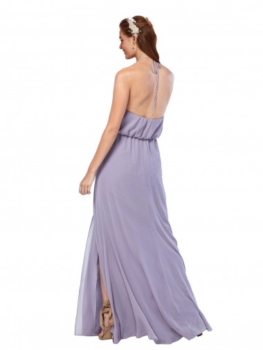 Grecian Style Halter Chiffon Bridesmaid Dress with Keyhole and Slit UK