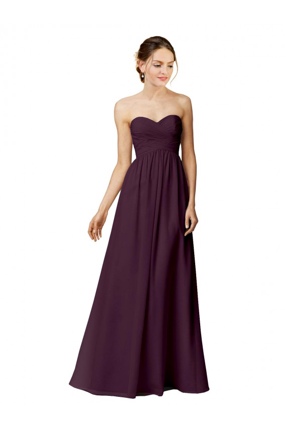 Strapless Chiffon Bridesmaid Dress with Criss Cross Shirred Bodice UK
