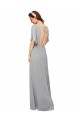 V-Neck Long Chiffon Bridesmaid Dress with Dolman Sleeved Bodice and Slit UK