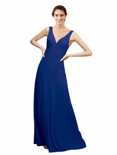 V-Neck Sheath Chiffon Bridesmaid Dress with V-Back UK