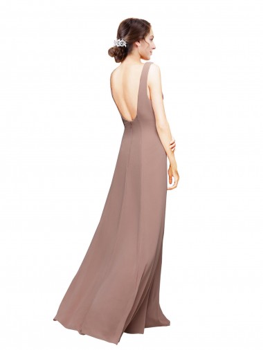 V-Neck Sheath Chiffon Bridesmaid Dress with V-Back UK