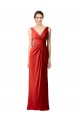 Shirred Long Floor Length Chiffon Bridesmaid Dress with V-Back UK
