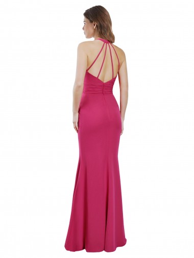 Slim A-Line Long Chiffon Bridesmaid Dress with Strappy Back UK