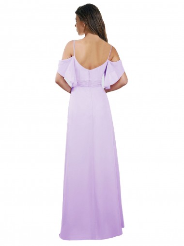 Chiffon Bridesmaid Dress with Draped Sweetheart Bodice and Off The Shoulder Flounces UK