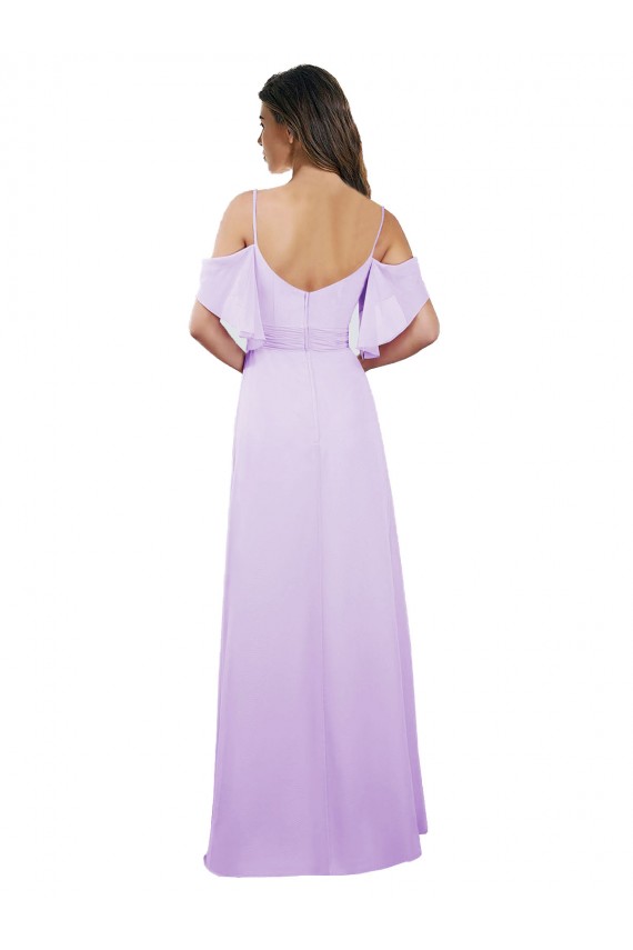 Chiffon Bridesmaid Dress with Draped Sweetheart Bodice and Off The Shoulder Flounces UK