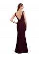 Floor Length Fluted Chiffon Dress with Draped Bodice and V-Neckline UK