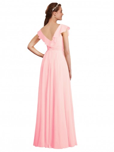 Chiffon A-Line Dress with Full Circle Skirt and Gathered Waistband UK