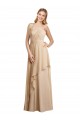 Draped Long Chiffon A-Line Dress with Cascading Ruffles UK