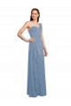 Single Shoulder Strap Long Chiffon Bridesmaid Dress with Cascading Ruffles UK