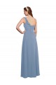 Single Shoulder Strap Long Chiffon Bridesmaid Dress with Cascading Ruffles UK