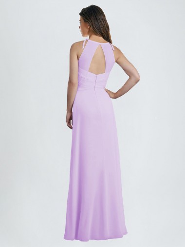 Sweetheart Long Chiffon Bridesmaid Dress with Halter Straps UK
